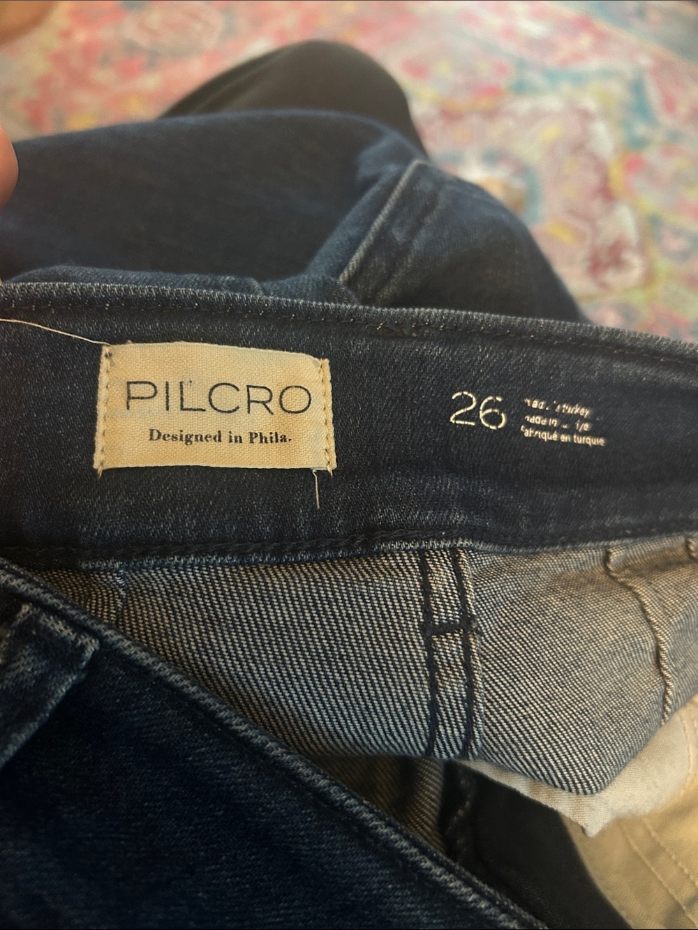 Pilcro Wide-Leg High-Rise Jeans in Dark Blue Denim - Picture 3 of 3